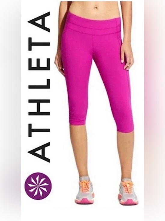 Athleta Pants - Athleta Dobby Be Free Knicker Crop Capri Leggings Magenta Pink Pants 446613 M